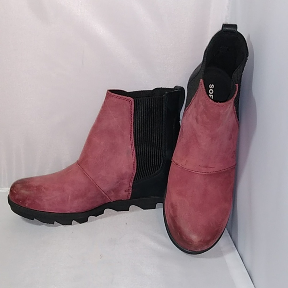 SOREL Evie II Leather Wedge Boot, size 8.5